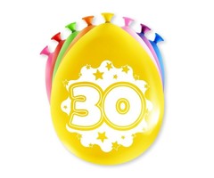 Verjaardag Ballonnen Multicolor 8 Stuks | Cijfer 30