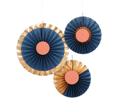 Honeycomb Waaiers |  Blauw/ Goud | Elegant True Blue