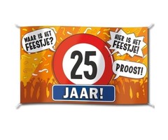 Gevelvlag  XXL | 25 Jaar Hier is het feestje! | 150cmx90cm