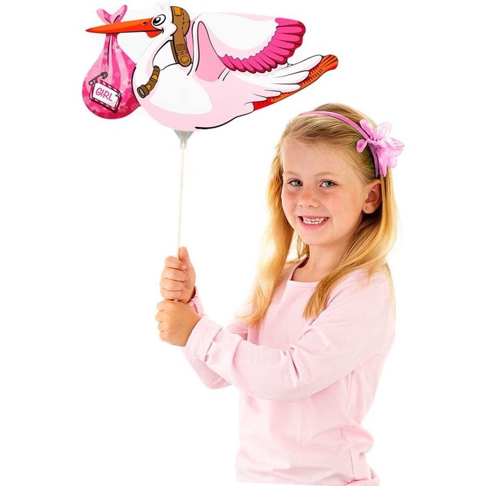 Follieballon Mini Geboorte Meisje op stokje