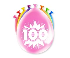Verjaardag Ballonnen Multicolor 8 Stuks | Cijfer 100