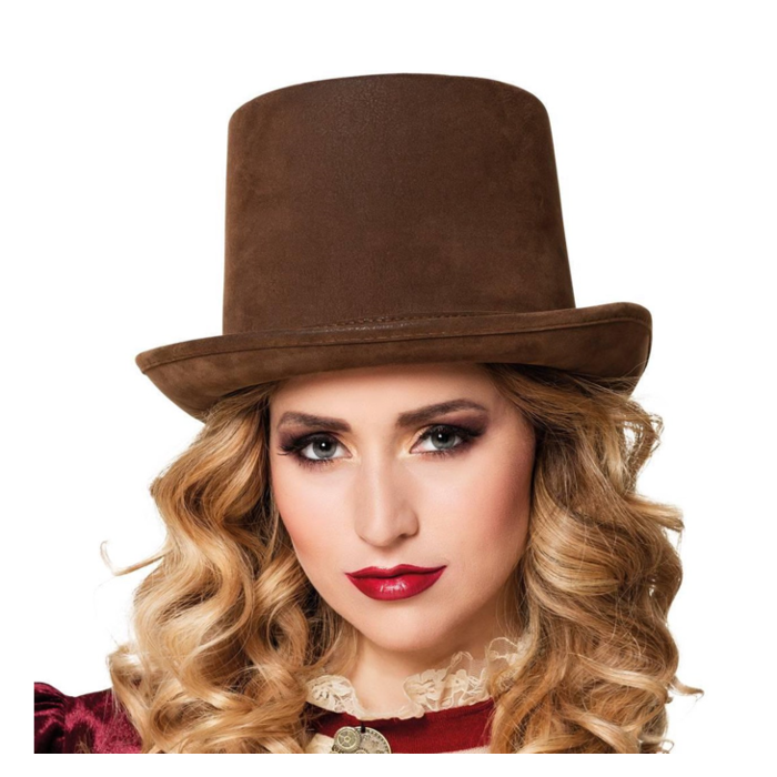 Bruine Hoge Hoed | Steampunk | Unisex | Deluxe