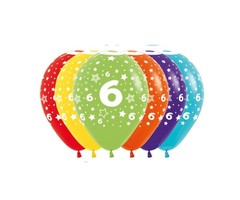 Ballonnen Multicolor 12 Stuks | Cijfer 6