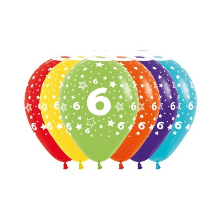 Ballonnen Multicolor 12 Stuks | Cijfer 6