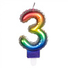 Cijfer Folieballon Kaarsje Multicolor  | Cijfer 3