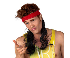 Zweetband/ Hoofdband  Met Haren | Rood/Zwart