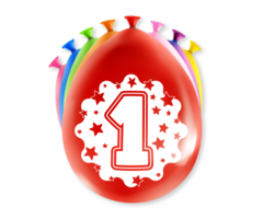 Verjaardag Ballonnen Multicolor 8 Stuks | Cijfer 1
