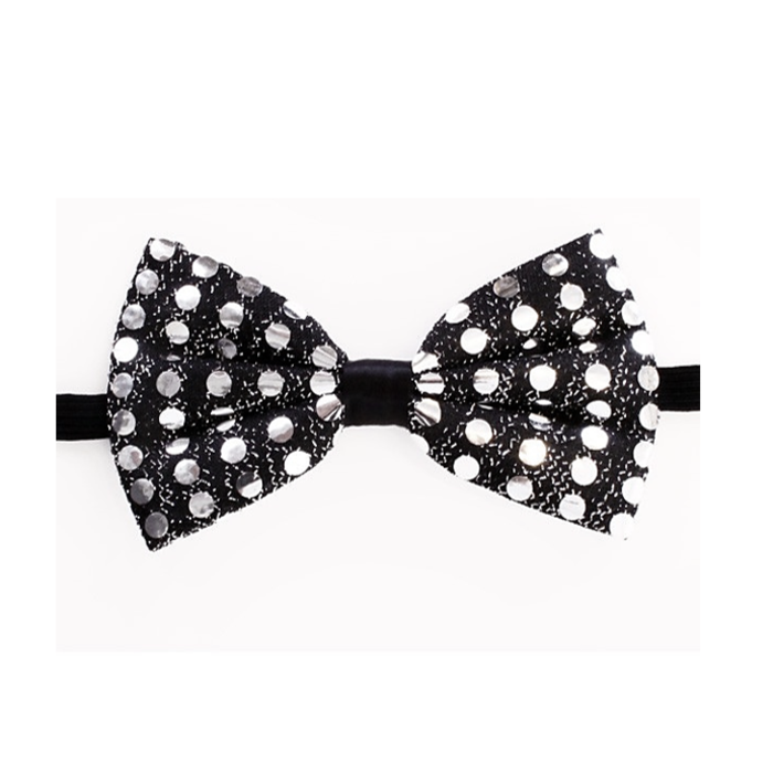 Paillet Strik Zwart met Zilver Bolletjes | One Size