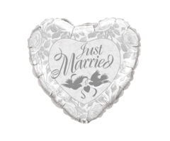 Just Married Zilver Huwelijk  Folieballon 36inch