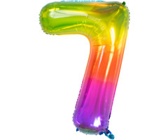 Cijfer 7  Folieballon Yummy Gummy Rainbow | 81cm