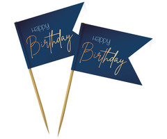 Prikkertjes Happy Birthday | Goud/Blauw Elegant