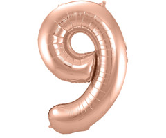 Cijfer 9  Folieballon Rosé Gold | 86cm