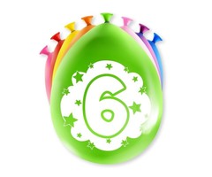 Verjaardag Ballonnen Multicolor 8 Stuks | Cijfer 6