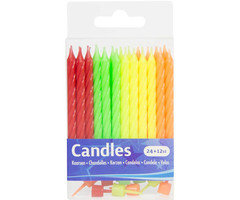 Kaarsjes Neon Kleuren | 24 Stuks