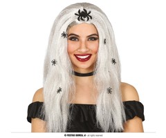 Pruik Wit Witch | Met Spinnen
