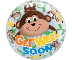 Bubble Ballon Get Well Soon Aapjes!  -  56cm