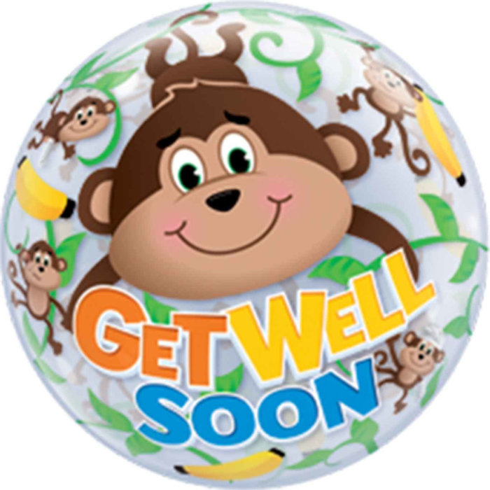 Bubble Ballon Get Well Soon Aapjes!  -  56cm