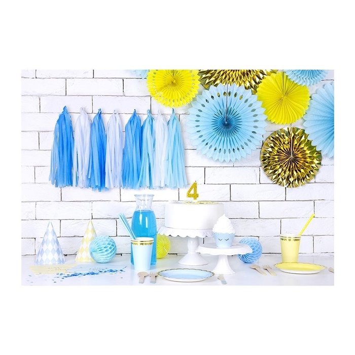 Tassel Guirlande Pom Poms | Blauw/Wit  2m