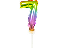 Cijfer 7 Folieballon Taart Topper | Regenboog