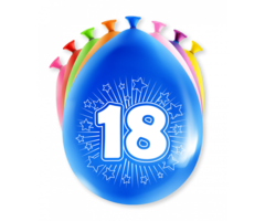 Verjaardag Ballonnen Multicolor 8 Stuks | Cijfer 18