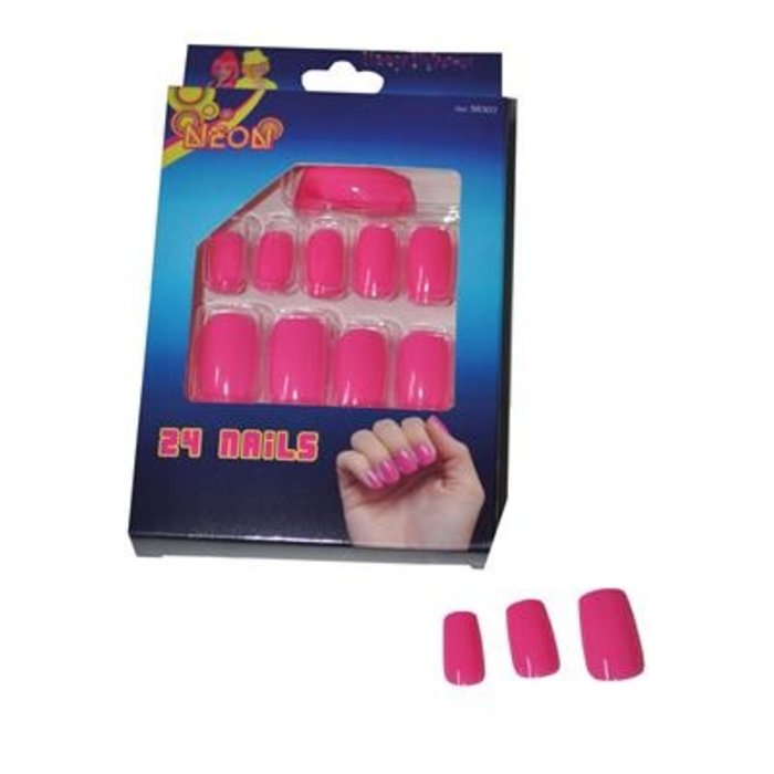 Nagels Fluo Roze 24 Stuks