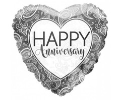 Happy Anniversary Zilver / Folieballon