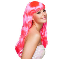 Pruik Chique Lang /  Neon Roze