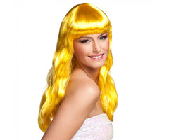Pruik Chique Lang /  Neon Geel