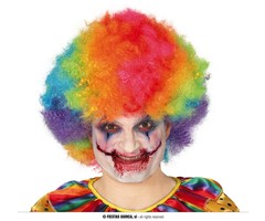 Pruik Curly  Multicolor Clown