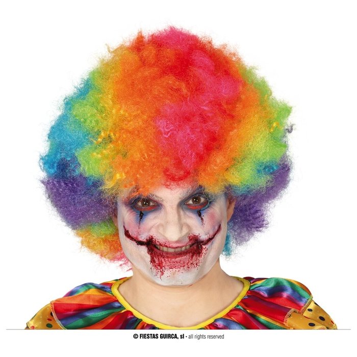 Pruik Curly  Multicolor Clown