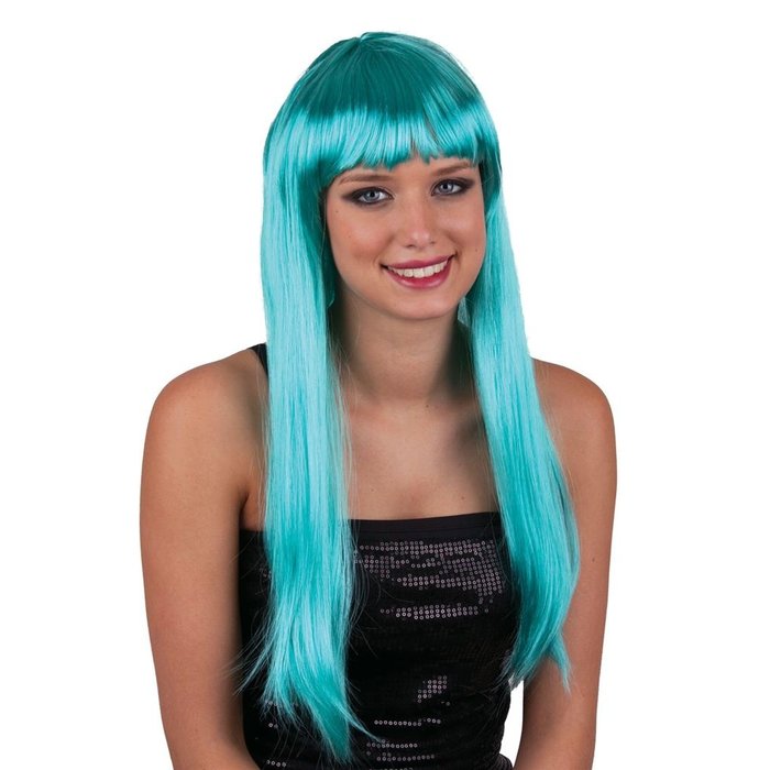 Pruik Neon Lang Azuur