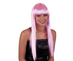 Pruik Neon Lang Roze