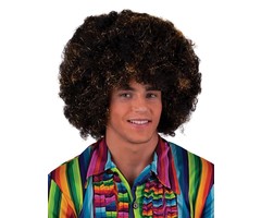 Pruik Afro Zwart/Goud