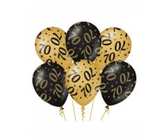 Ballonnen Black & Gold 6 Stuks / 70Jaar