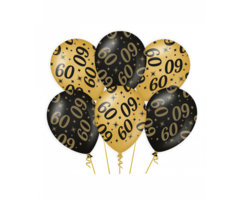 Ballonnen Black & Gold 6 Stuks / 60Jaar