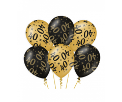 Ballonnen Black & Gold 6 Stuks / 40Jaar