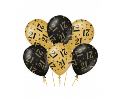 Ballonnen Black & Gold 6 Stuks / 21Jaar