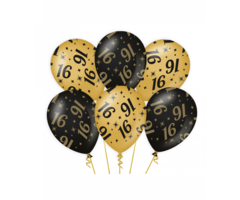 Ballonnen Black & Gold 6 Stuks / 16Jaar