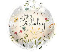 Folieballon "Happy Birthday" Flowers / 45cm