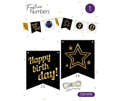 DIY Slinger Happy Birthday Vaantjes / 4 Stuks + Touw