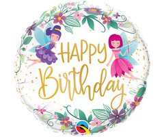 Folieballon Happy Birthday Fairies 46cm