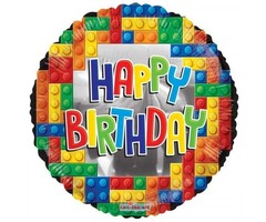Folieballon Happy Birthday  Bricks Lego 46cm