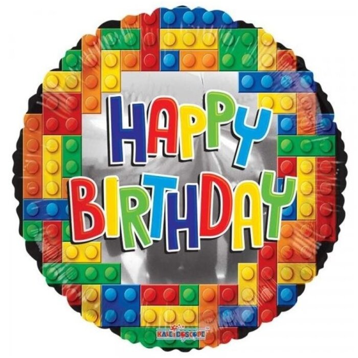 Folieballon Happy Birthday  Bricks Lego 46cm