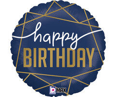 Folieballon Happy Birthday Blue Kaleidoschop 46cm