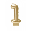 Cijferballon Kaarsje Goud 10cm / Cijfer 1