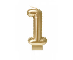 Cijferballon Kaarsje Goud 10cm / Cijfer 1