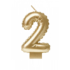 Cijferballon Kaarsje Goud 10cm / Cijfer 2