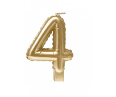 Cijferballon Kaarsje Goud 10cm / Cijfer 4