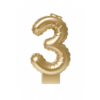 Cijferballon Kaarsje Goud 10cm / Cijfer 3