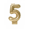 Cijferballon Kaarsje Goud 10cm / Cijfer 5